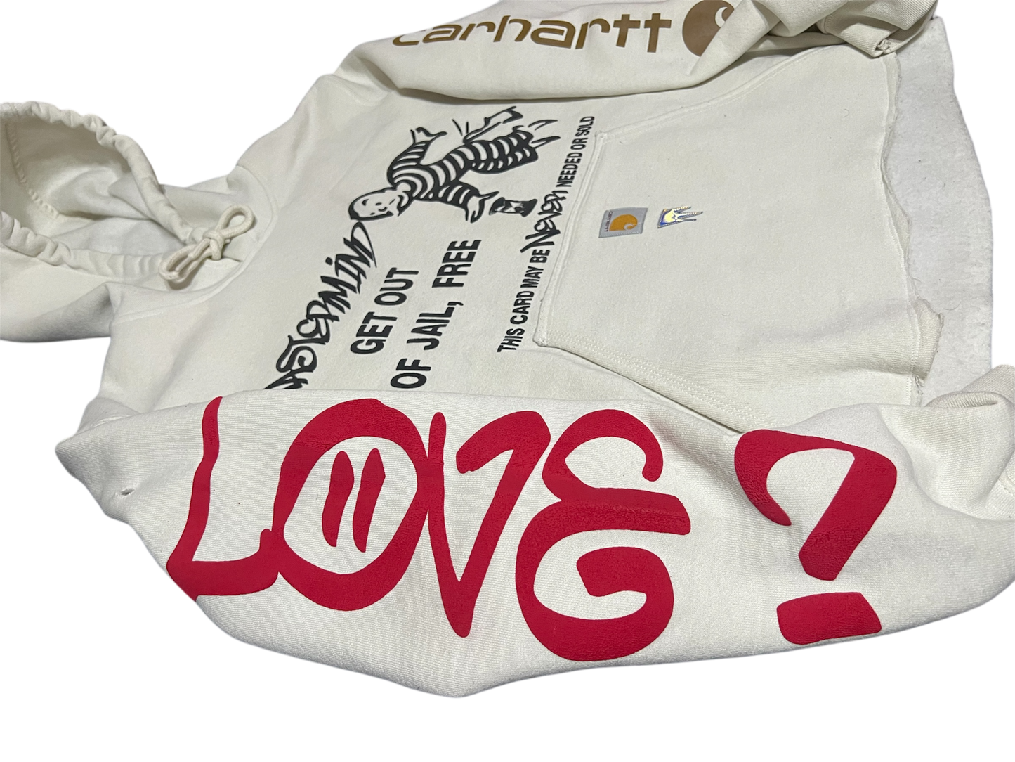 “Ride Or Die" Crafted by the Designer, Custom (Carhartt) crop cream Mens hoodie.