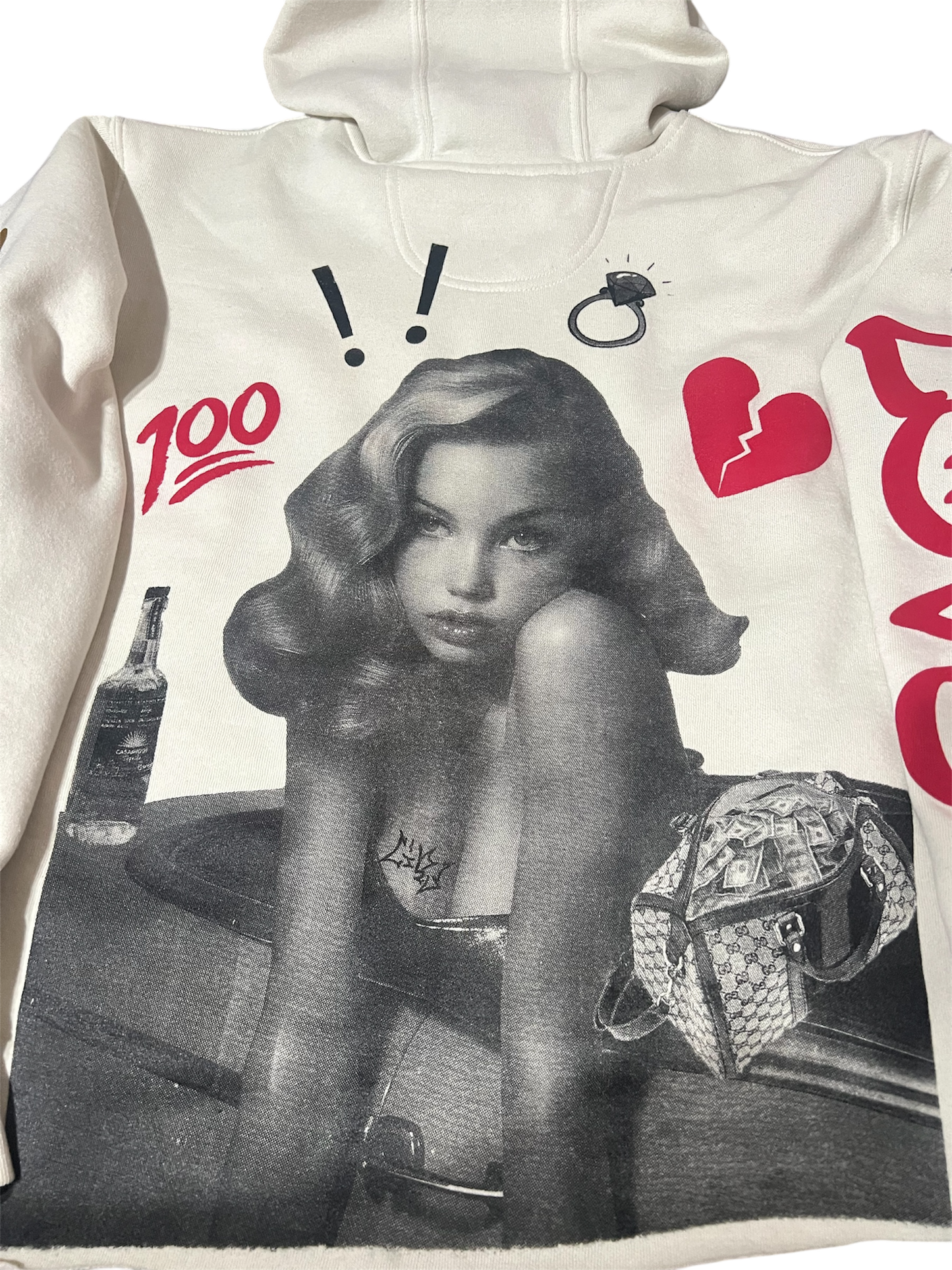 “Ride Or Die" Crafted by the Designer, Custom (Carhartt) crop cream Mens hoodie.