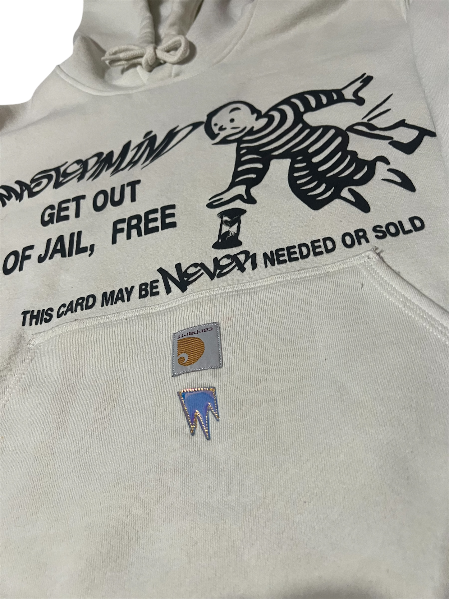 “Ride Or Die" Crafted by the Designer, Custom (Carhartt) crop cream Mens hoodie.